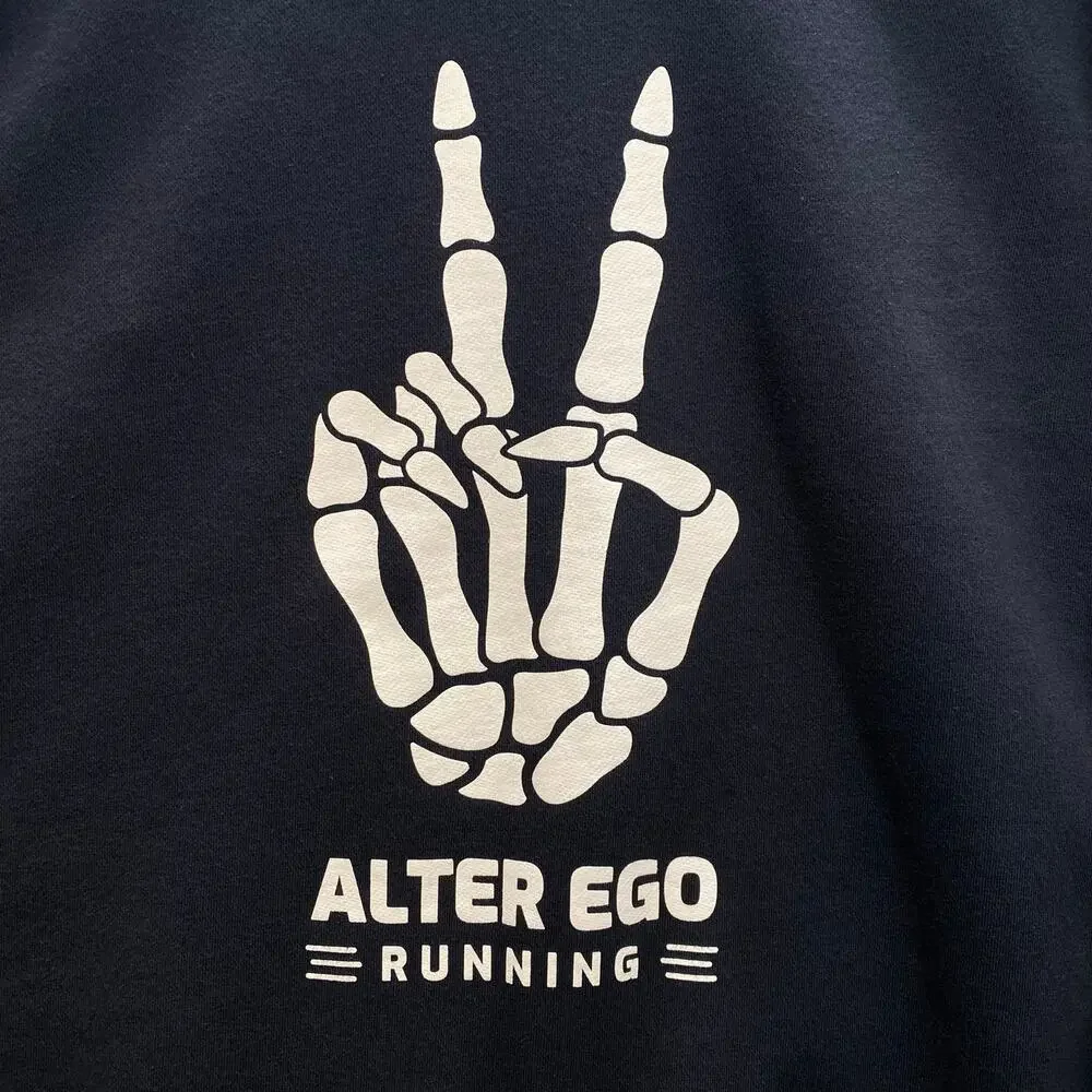 Alter Ego Running Peace Skeleton Crew Neck Pullover‎ Sweatshirt Mens XL Black